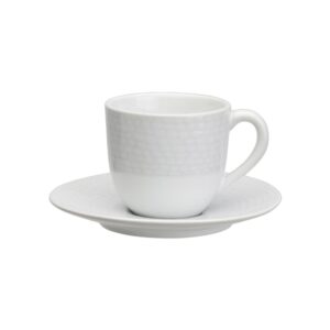 Tassa de cafè amb plat trencadís blanc